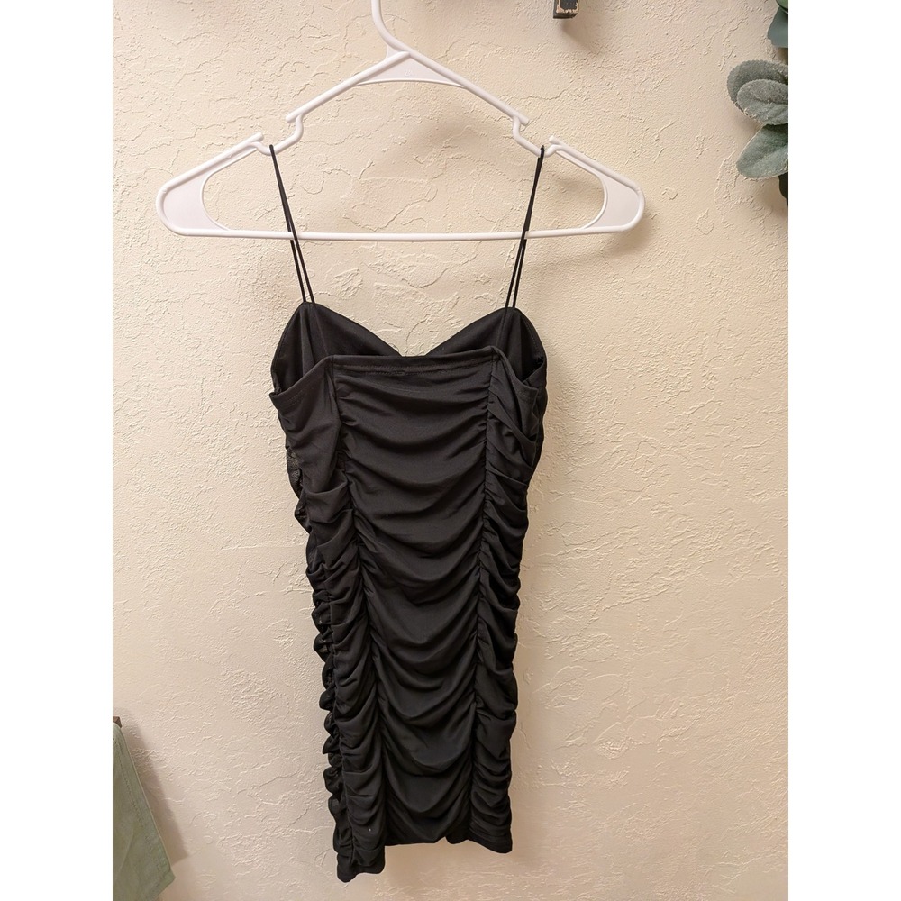 Forever 21 Black Ruched Spaghetti Strap Bodycon Mini Dress Size‎ Small